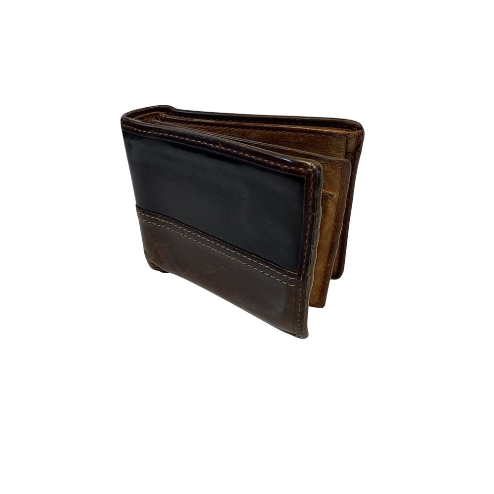 Vintage Fossil Men's Genuine Leather Wallet - Removable Insert & Change Pouch